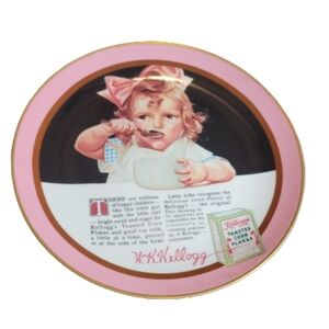 Kellogg's Plate Girl With the Pink Bow" Nostalgia 1988 limited edition collector